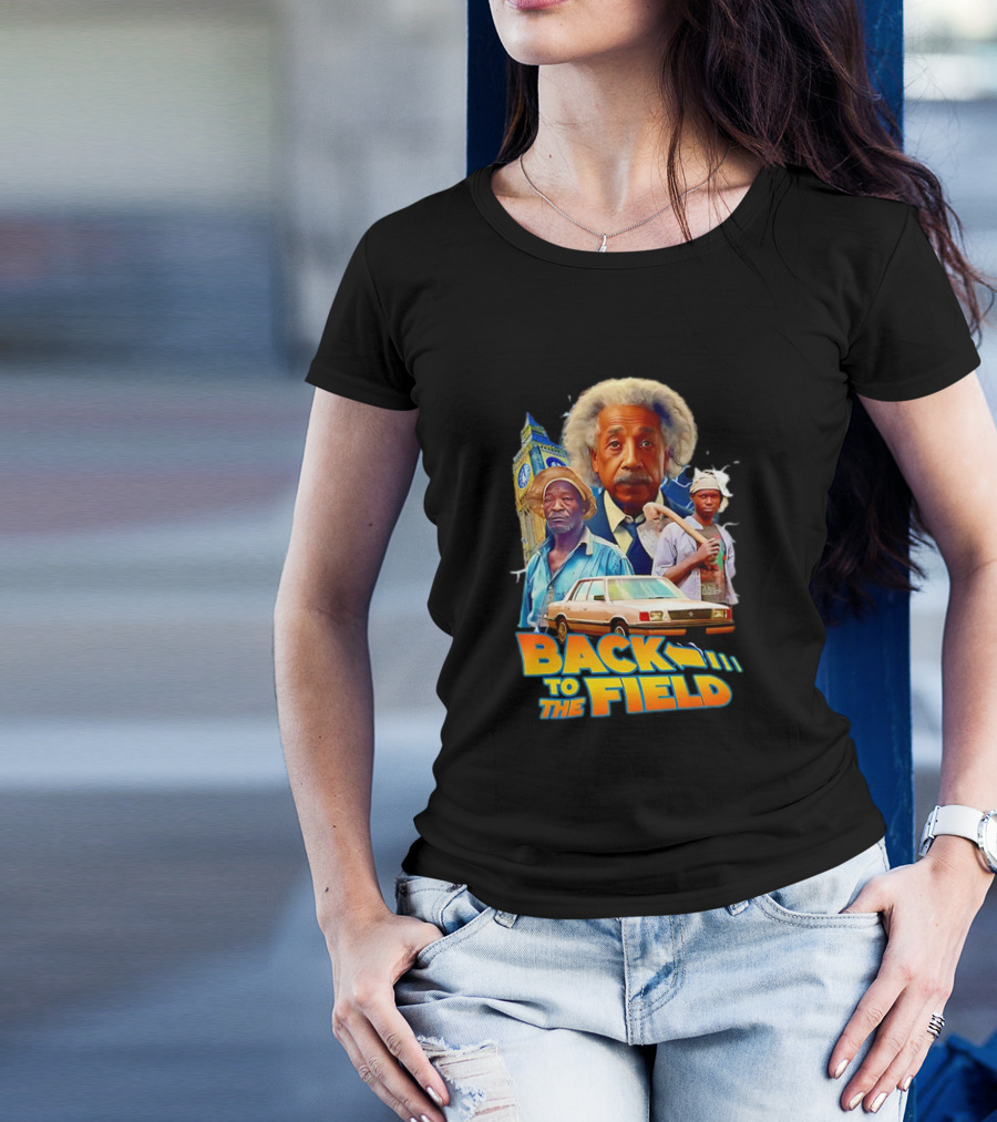 Back To The Field Einstein Time Travel Comedy UK Farmers And Car T-Shirt