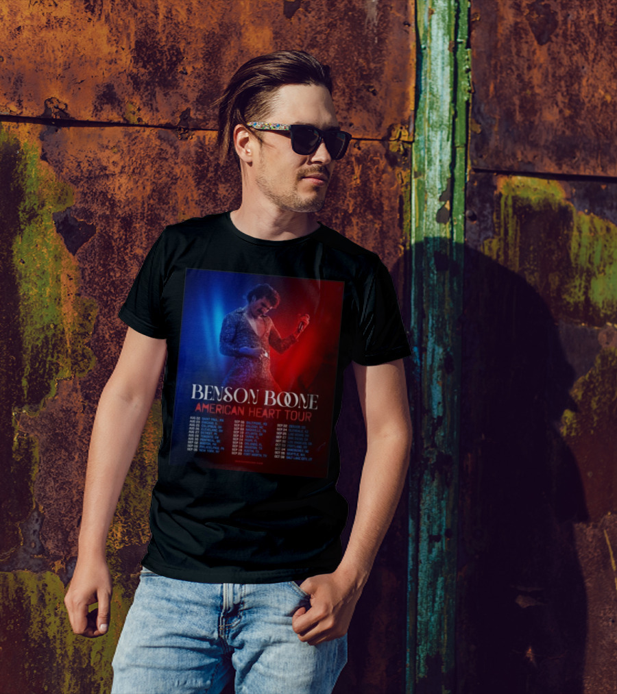 Benson Boone American Heart Tour 2025 Cities And Dates August To October T-Shirt