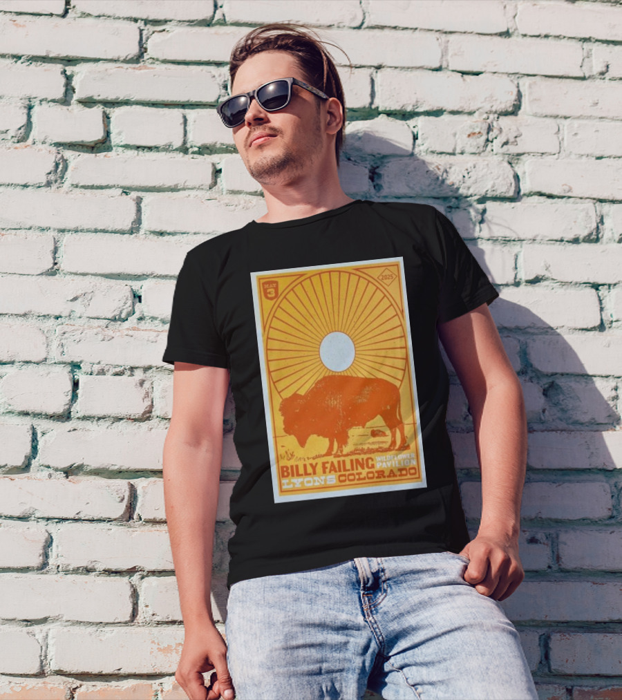Billy Failing Wildflower Pavilion May 3 2025 Lyons Colorado Concert Buffalo Sunburst Art T-Shirt
