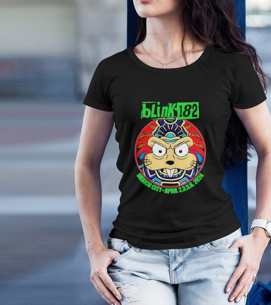 Blink-182 Palacio De Los Deportes CDMX México April 2 3 5 6 2024 Bunny Aztec Design T-Shirt