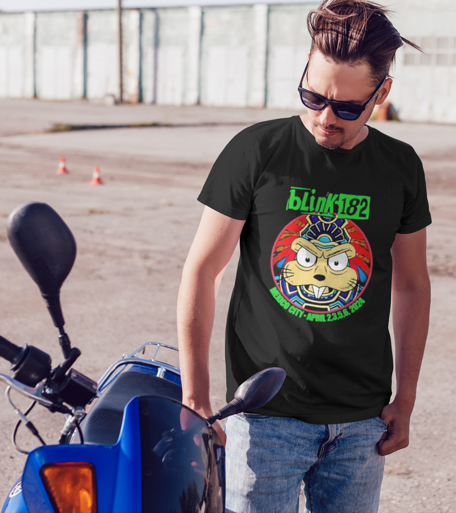 Blink-182 Palacio De Los Deportes CDMX México April 2 3 5 6 2024 Bunny Aztec Design T-Shirt