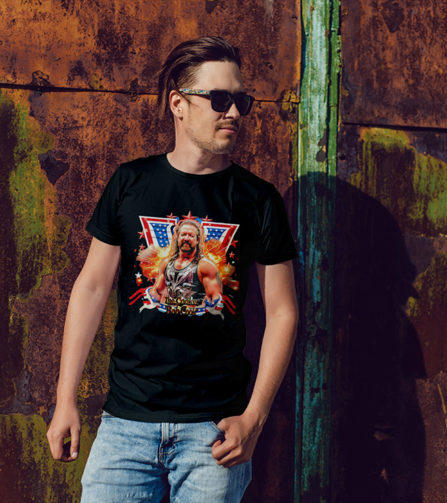 Bob Cook The Cooker Professional Wrestler Starburst American Flag T-Shirt