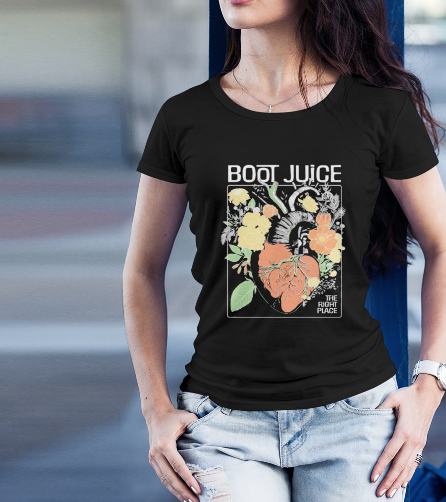 Boot Juice The Right Place Floral Heart Botanical Vintage Style T-Shirt