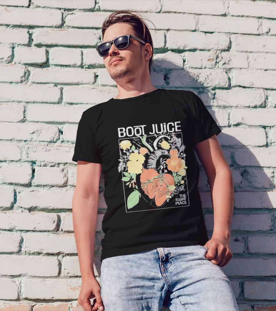 Boot Juice The Right Place Floral Heart Botanical Vintage Style T-Shirt
