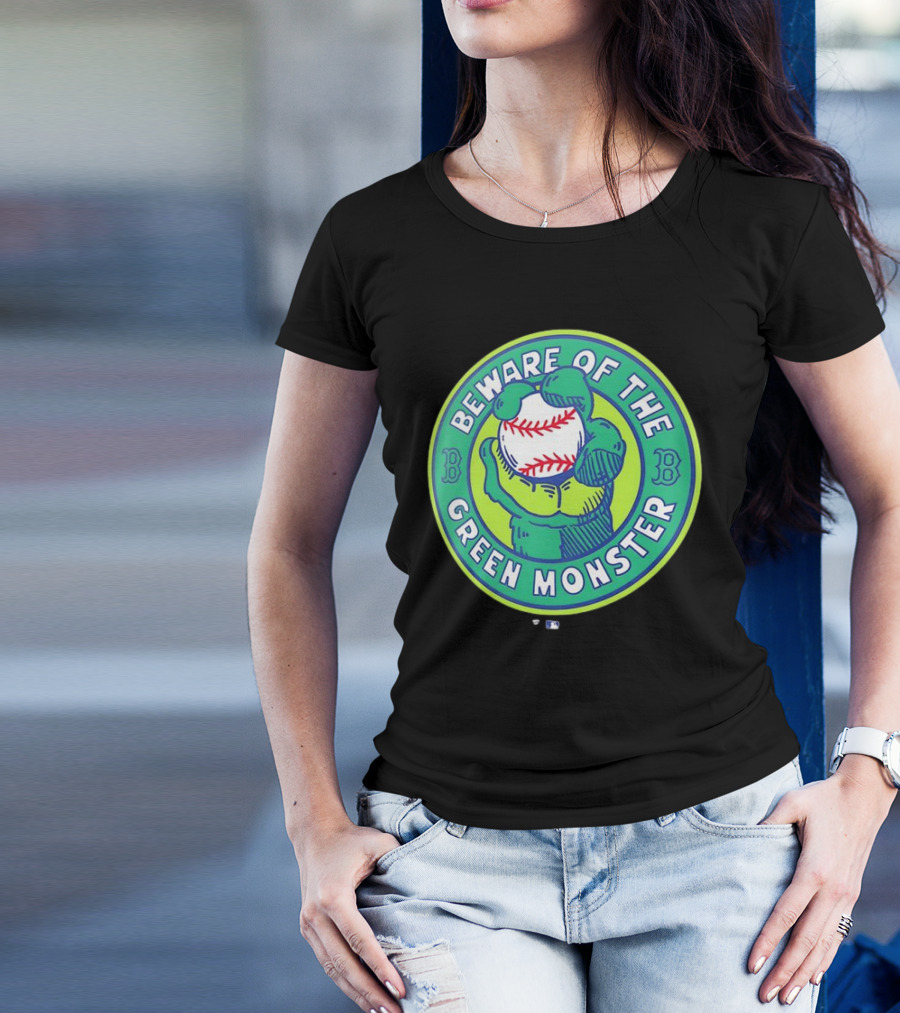Boston Red Sox Beware Of The Green Monster Baseball Iconic Fenway Park Imagery T-Shirt