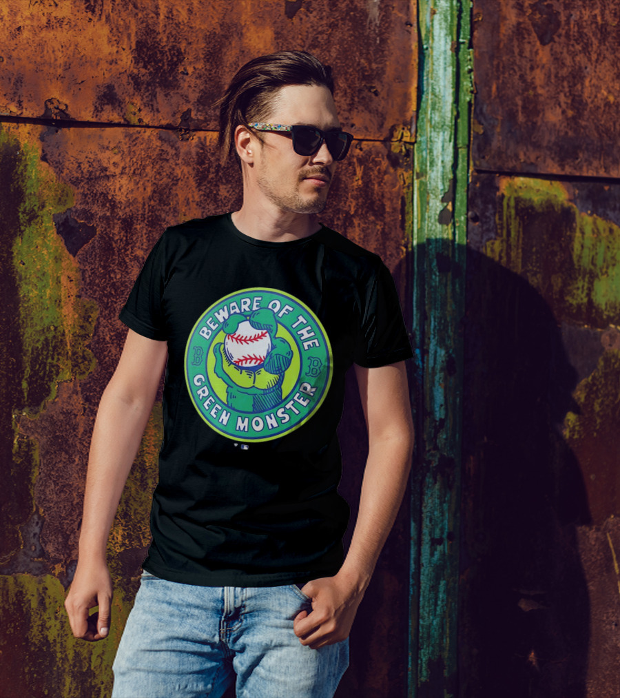 Boston Red Sox Beware Of The Green Monster Baseball Iconic Fenway Park Imagery T-Shirt