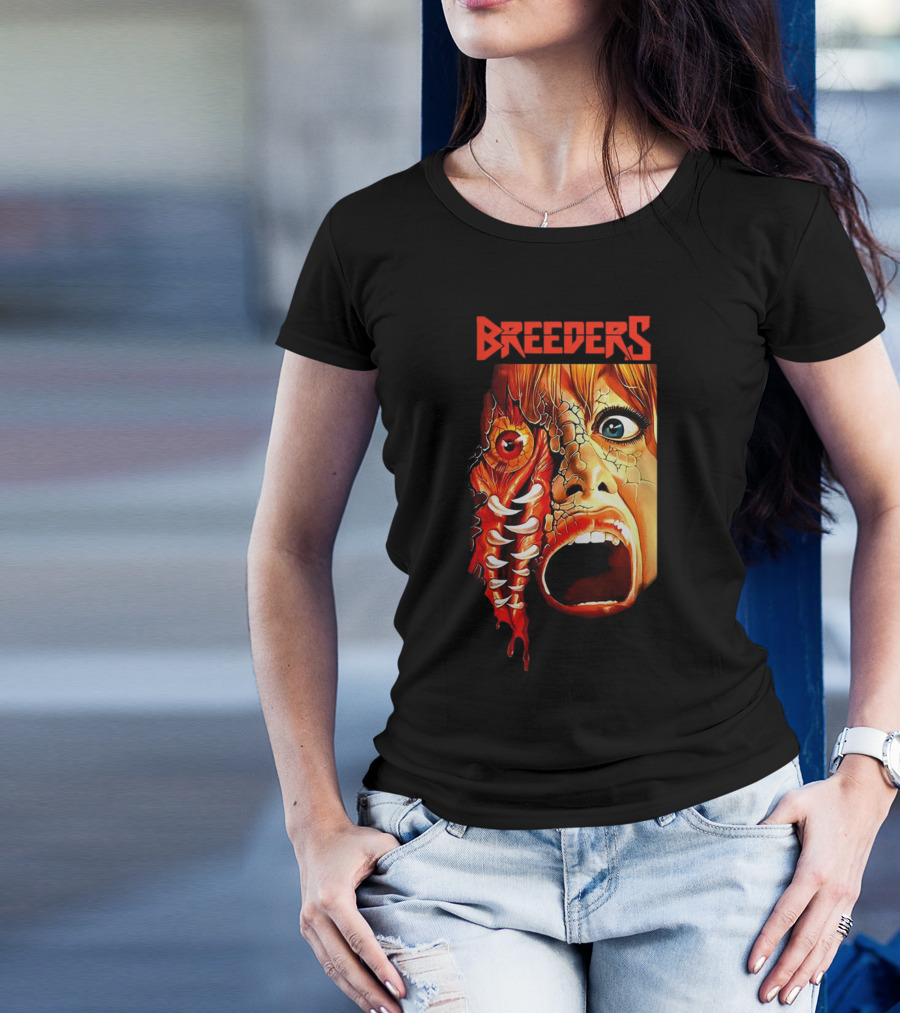 Breeders Horror Movie Artwork With Distorted Face And Eye T-Shirt