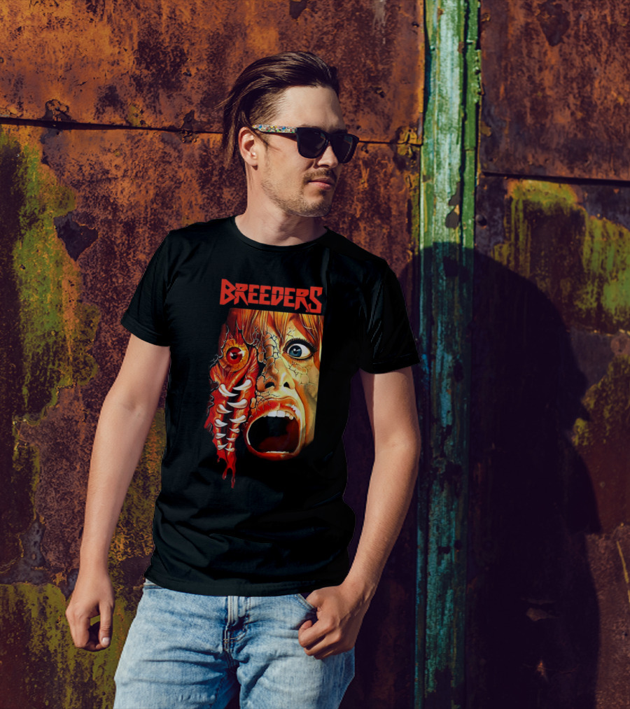 Breeders Horror Movie Artwork With Distorted Face And Eye T-Shirt