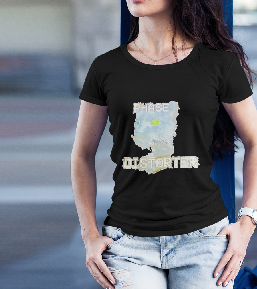Cat Phase Distorter Optical Effect With Colorful Eyes T-Shirt