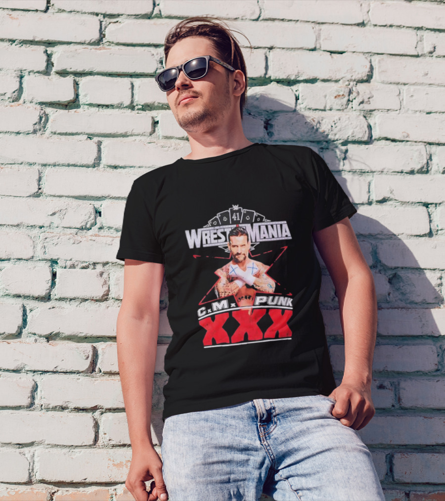 CM Punk WrestleMania XXX 41 Playing Cards Theme T-Shirt