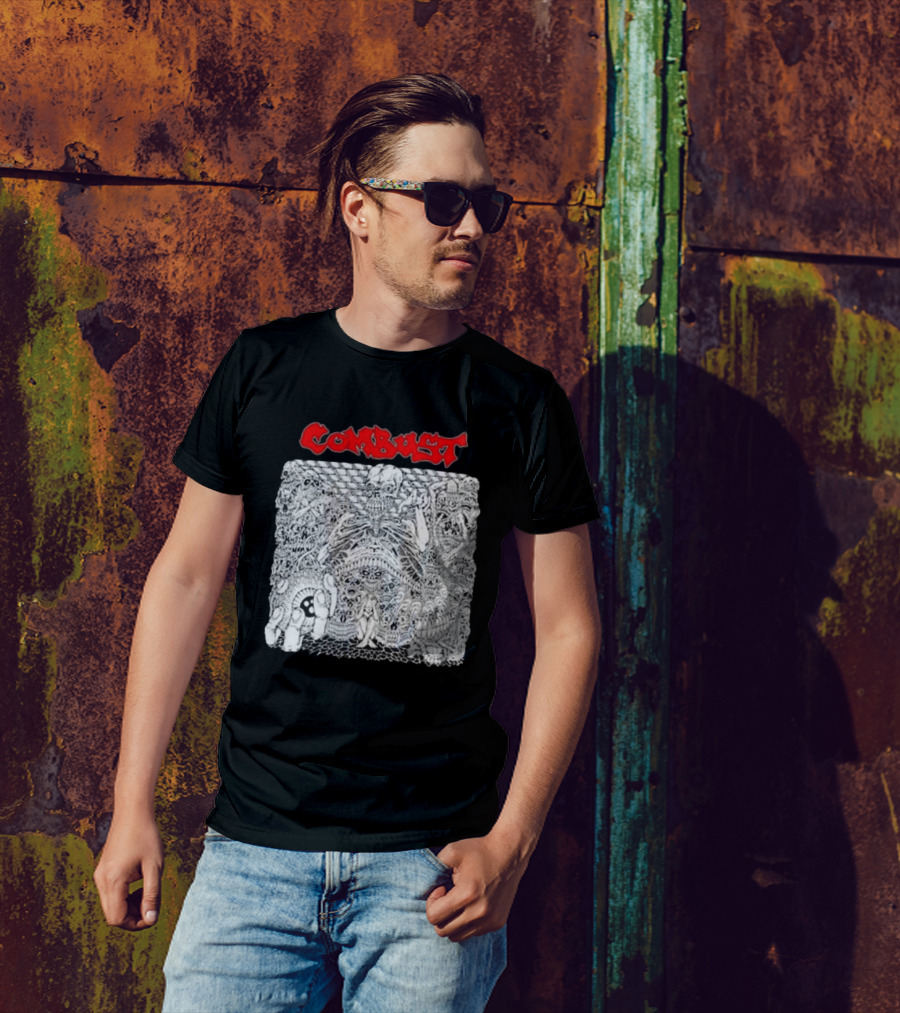 Combust Belly Of The Beast Intricate Black And White Triple B Records T-Shirt