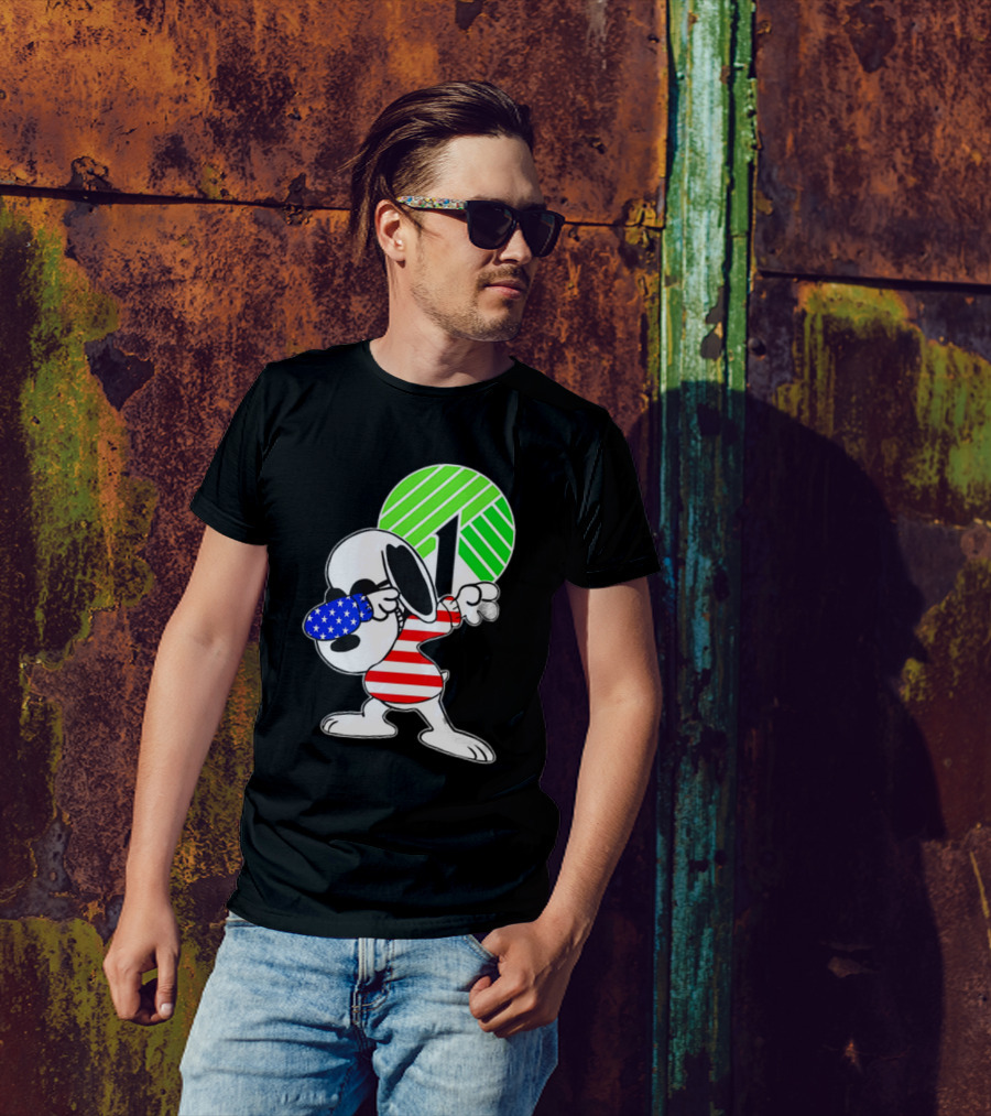 Dollar Tree Snoopy Dabbing American Flag Costume T-Shirt
