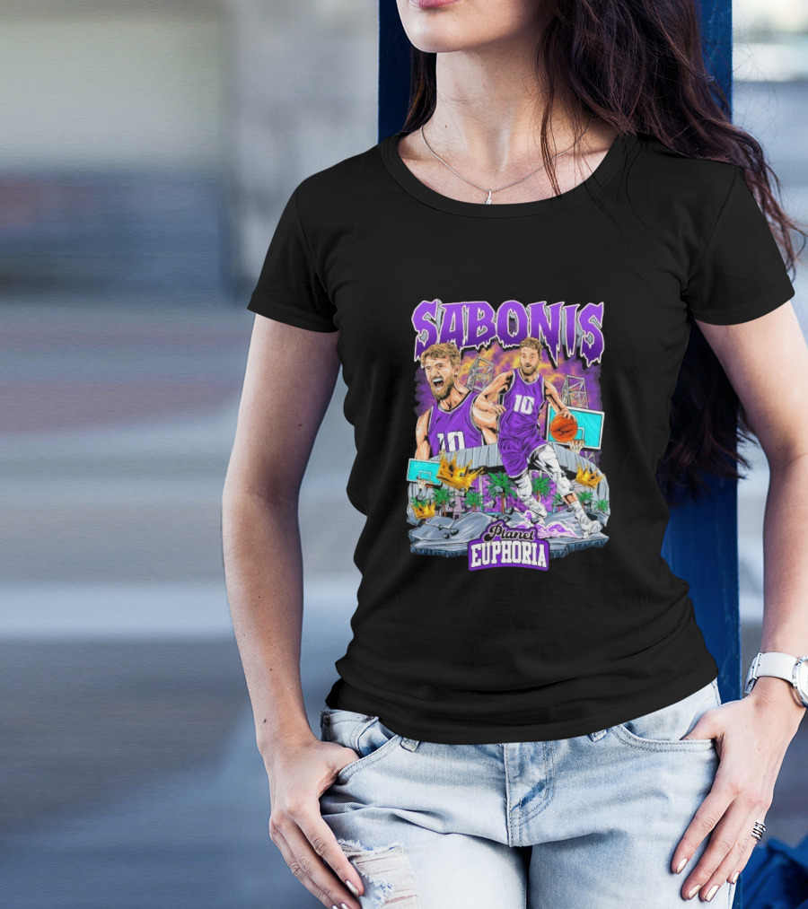Sabonis Planet Euphoria Basketball Number 10 Purple Jersey T-Shirt
