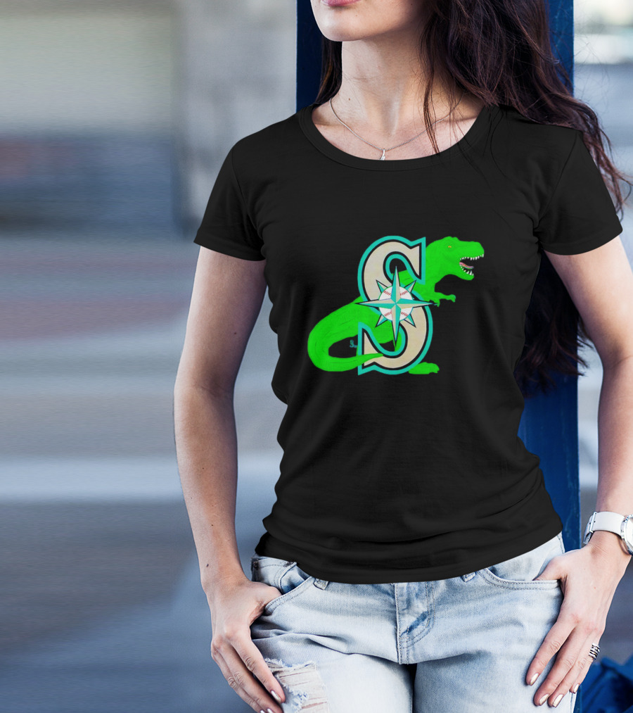 Seattle Mariners Dinosaur Baseball Team Emblem T-Shirt