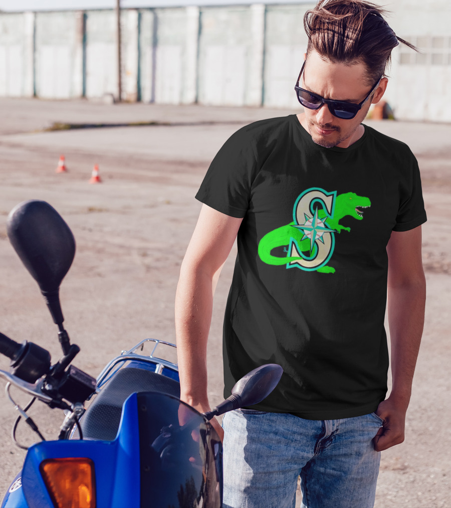 Seattle Mariners Dinosaur Baseball Team Emblem T-Shirt