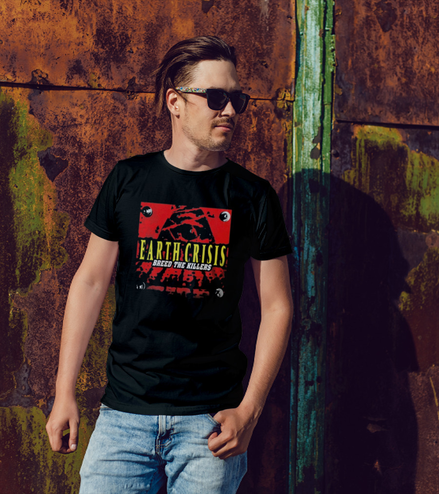 Earth Crisis Breed The Killers Yellow Text Red Background T-Shirt