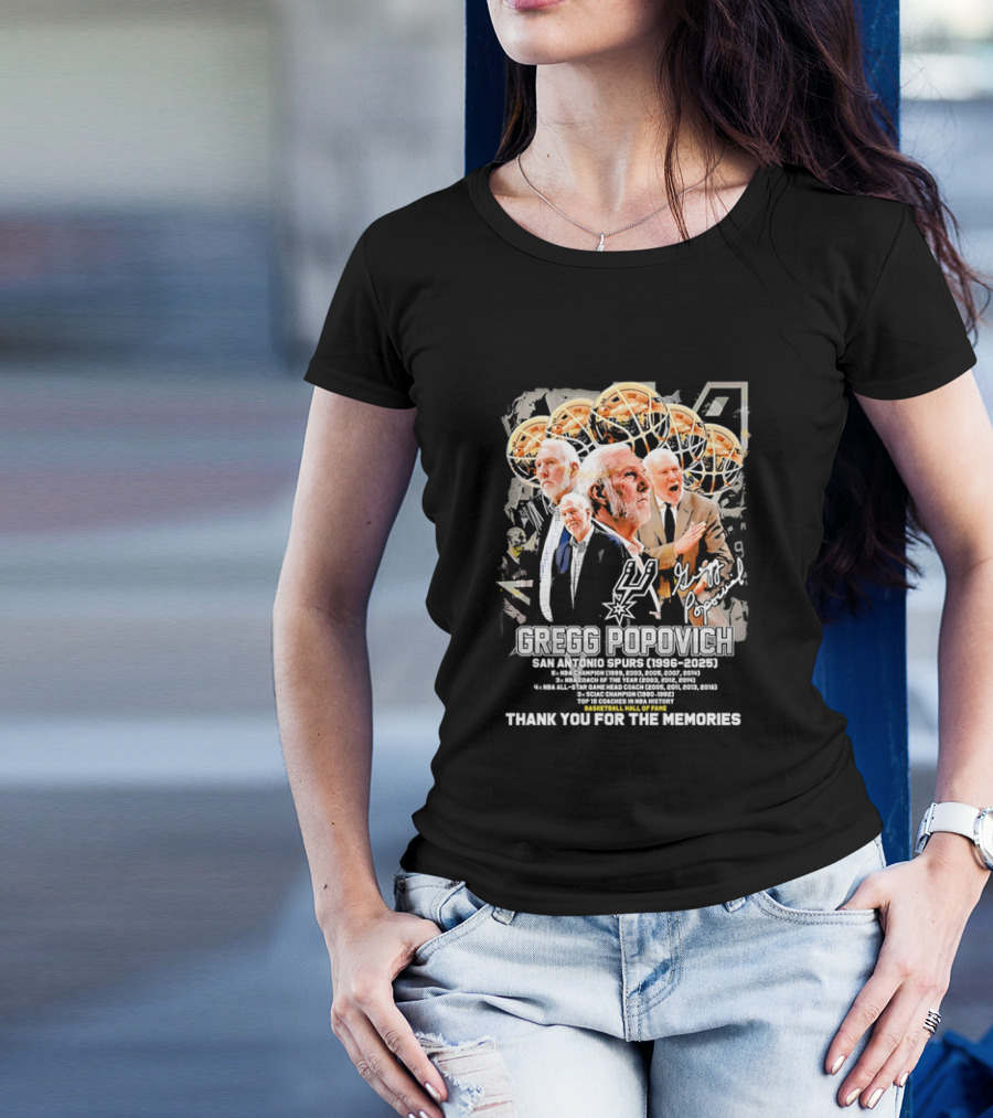 Gregg Popovich San Antonio Spurs 1996-2025 Coach Legacy Thank You For The Memories T-Shirt