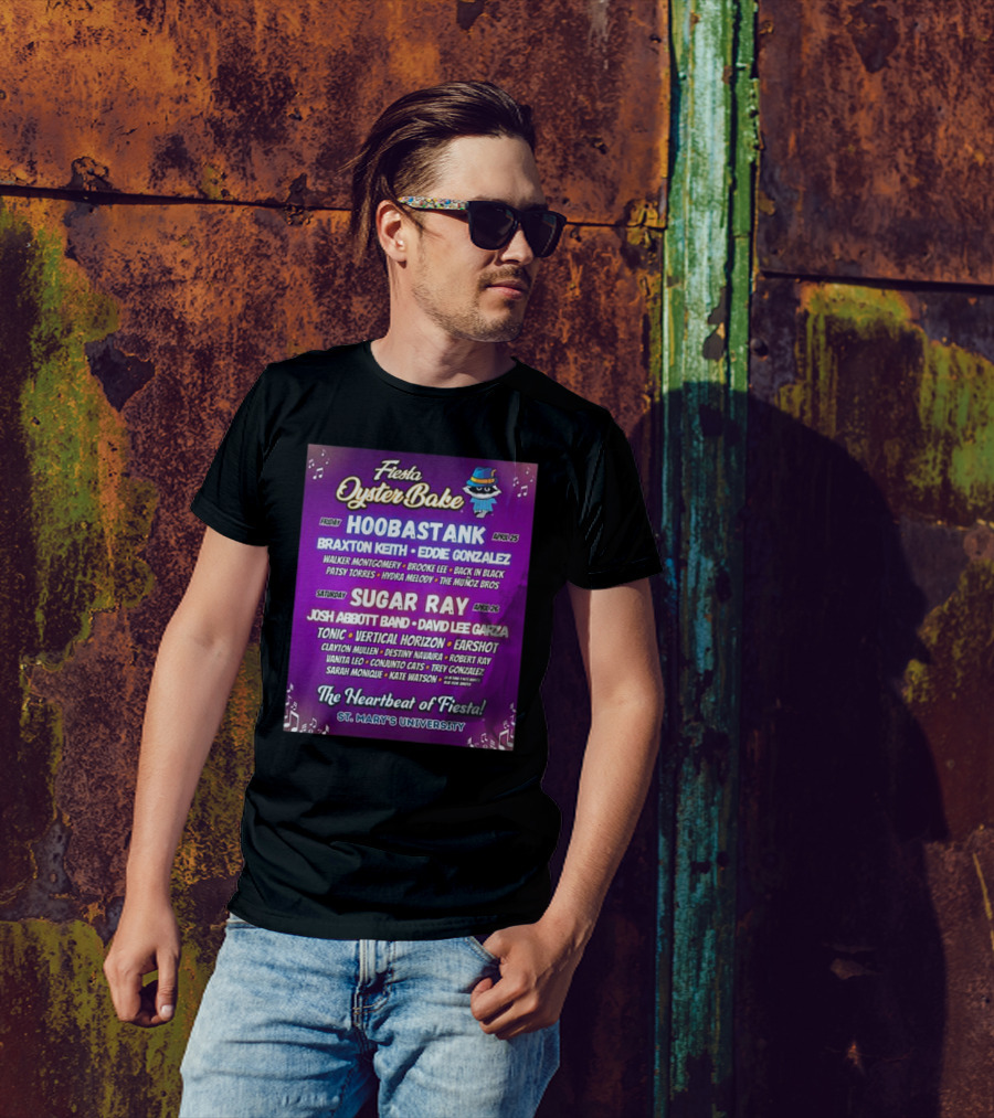 Fiesta Oyster Bake 2025 Hoobastank Sugar Ray Music Festival St. Mary's University T-Shirt