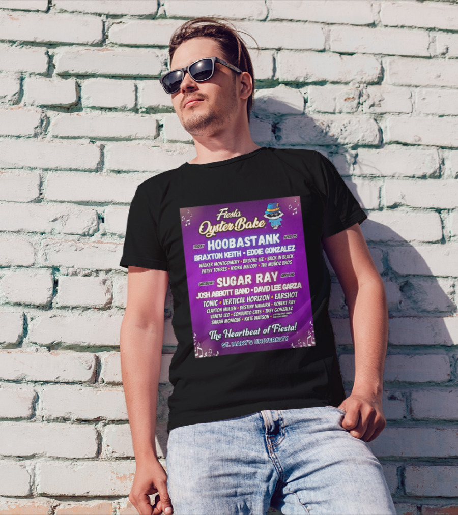 Fiesta Oyster Bake 2025 Hoobastank Sugar Ray Music Festival St. Mary's University T-Shirt