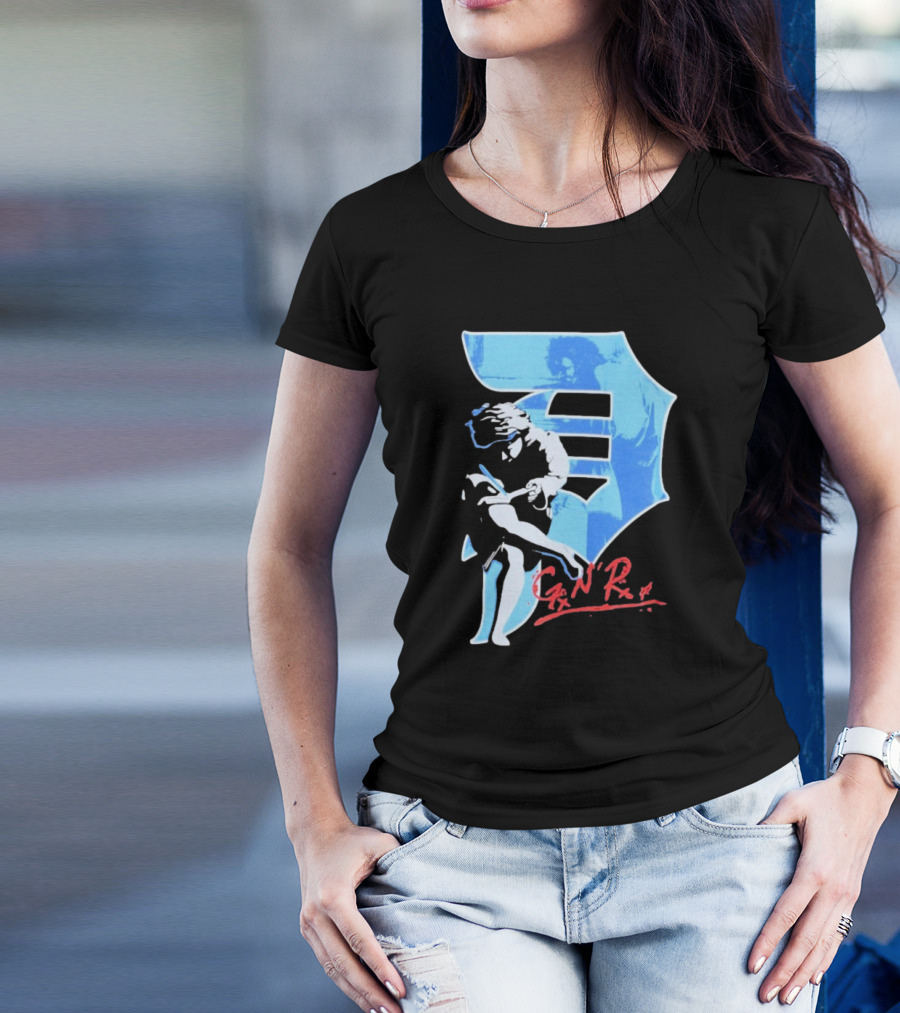 Guns N' Roses GNR Blue Dirty P Baseball Style Iconic Print T-Shirt