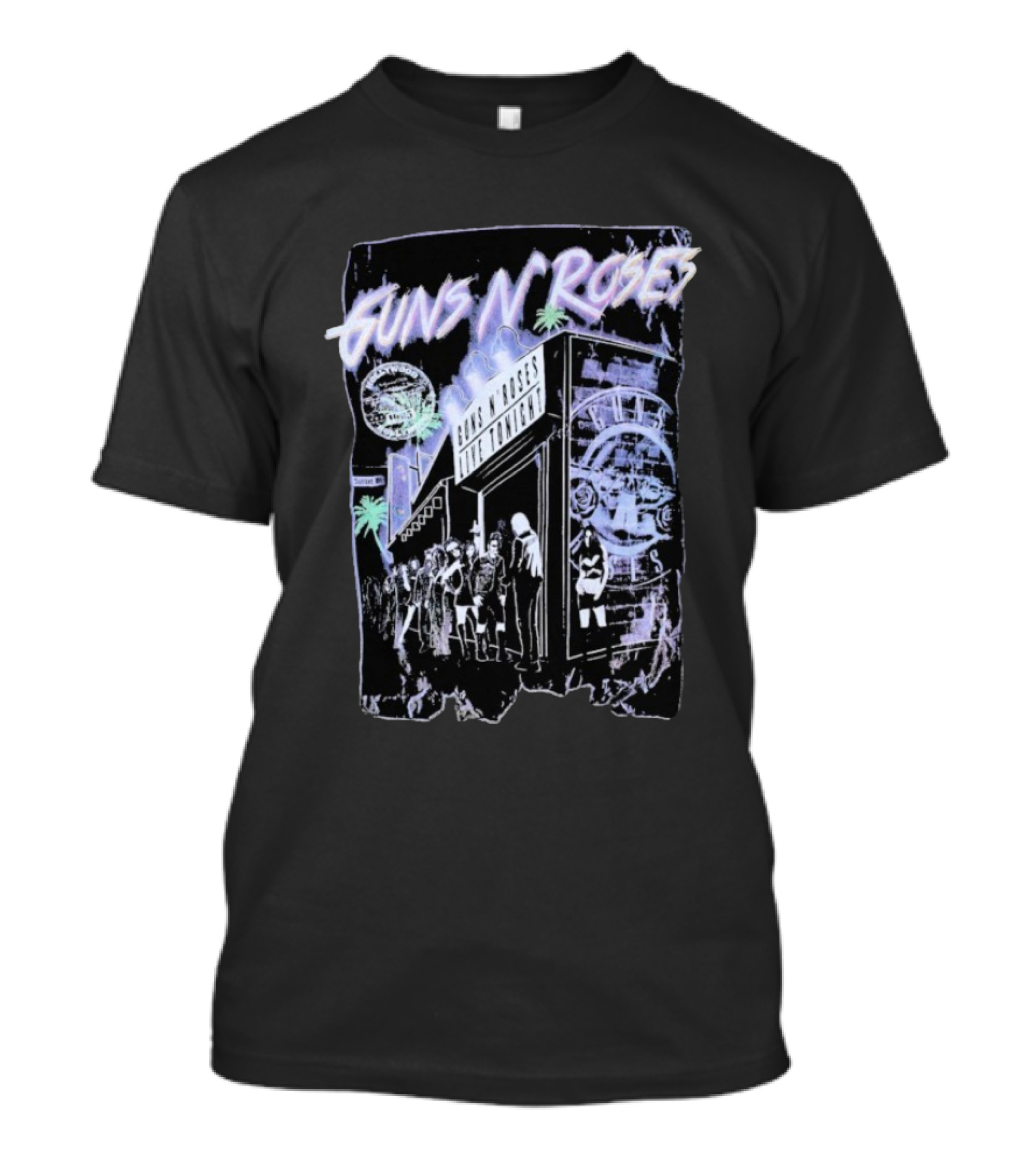 Guns N’ Roses Live Tonight Sunset Boulevard Hollywood Concert Imagery T-Shirt
