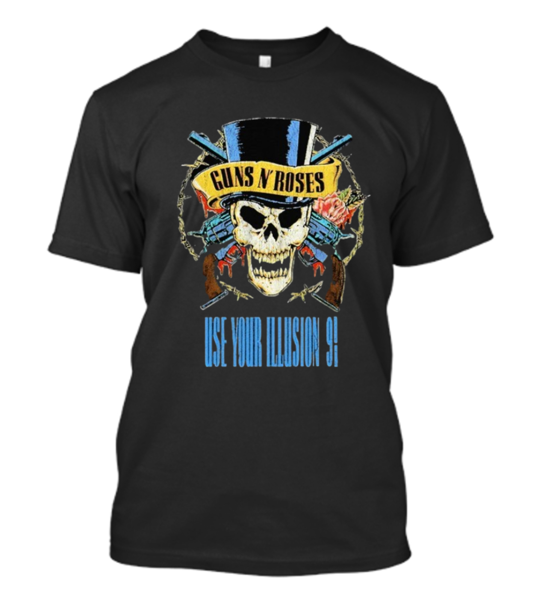 Guns N’ Roses Skull Top Hat Crossed Guns Use Your Illusion 91 T-Shirt