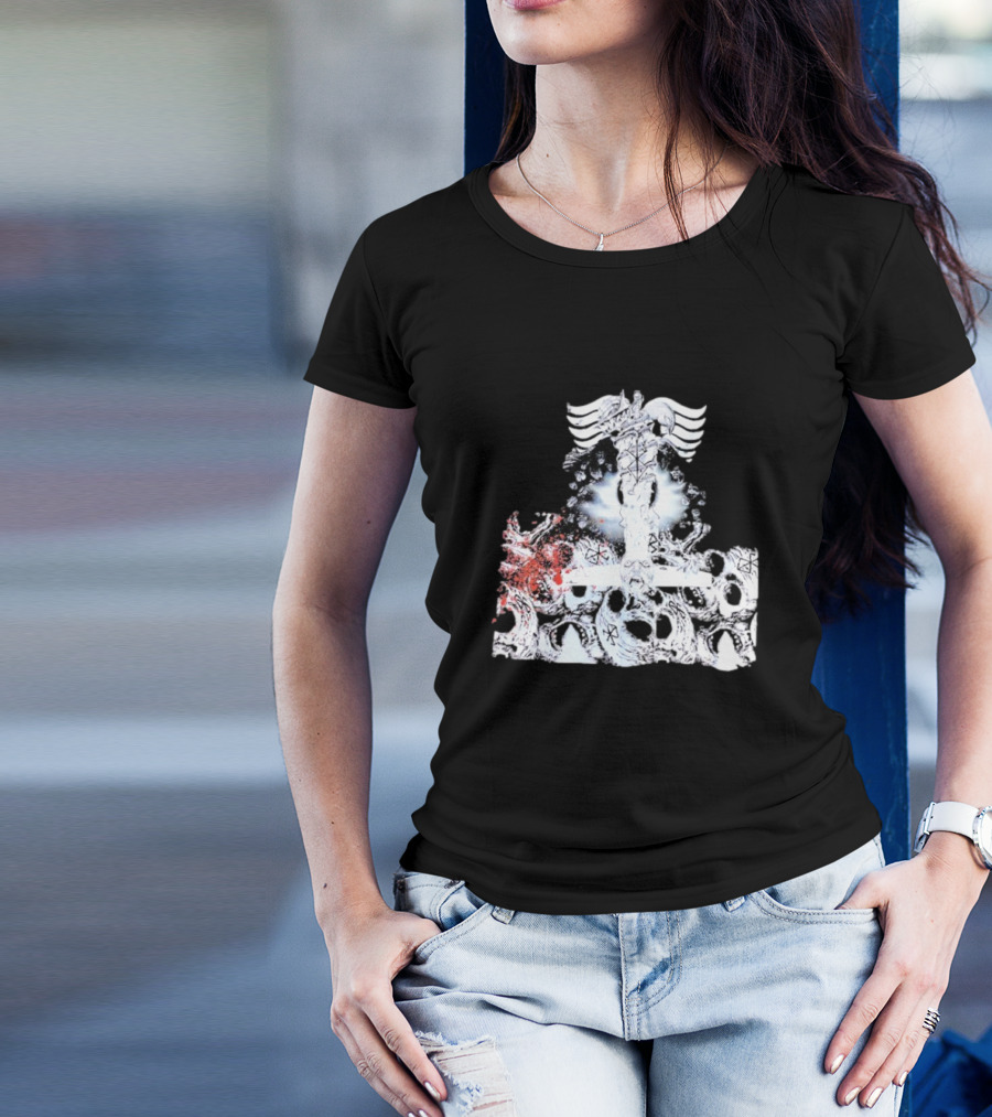 Ghost Supply Rare Rivalry Nordic Inspired Winged Cross And Serpent Motif T-Shirt