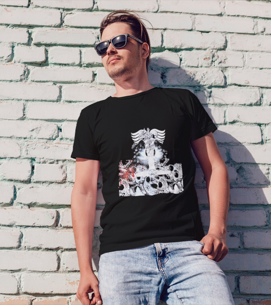 Ghost Supply Rare Rivalry Nordic Inspired Winged Cross And Serpent Motif T-Shirt