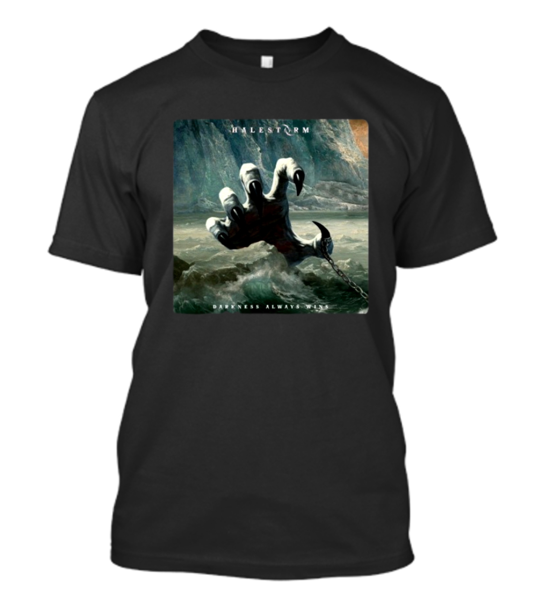 Halestorm Darkness Always Wins Album Cover Clawed Hand Emerging From Ocean T-Shirt
