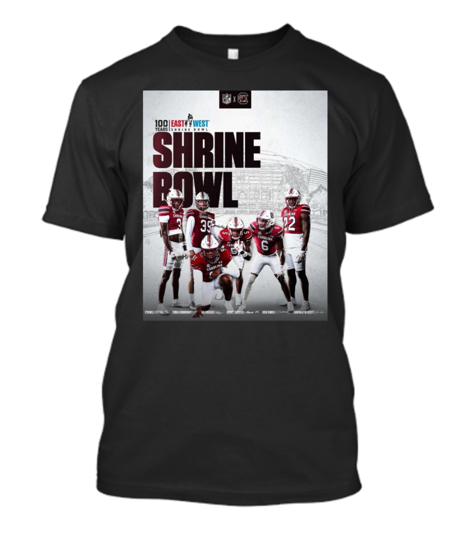 100 Years East West Shrine Bowl NFL X Gamecock Football O’Donnell Tonka Hemingway Kaba Signatures T-Shirt