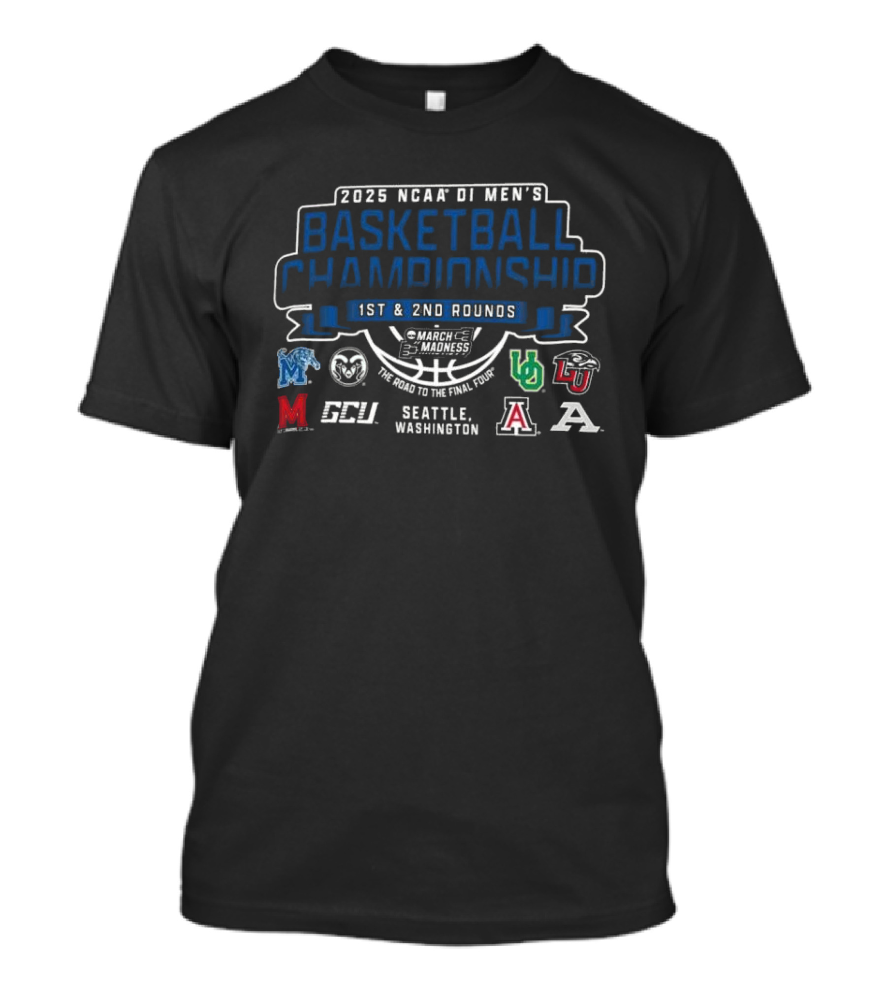 2025 NCAA DI Men's Basketball Championship 1st & 2nd Rounds March Madness Road To The Final Four Seattle Washington T-Shirt