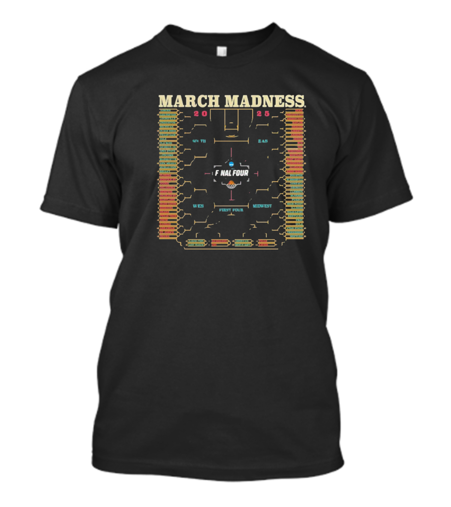 2025 March Madness NCAA Men's Basketball Tournament Final Four Bracket T-Shirt