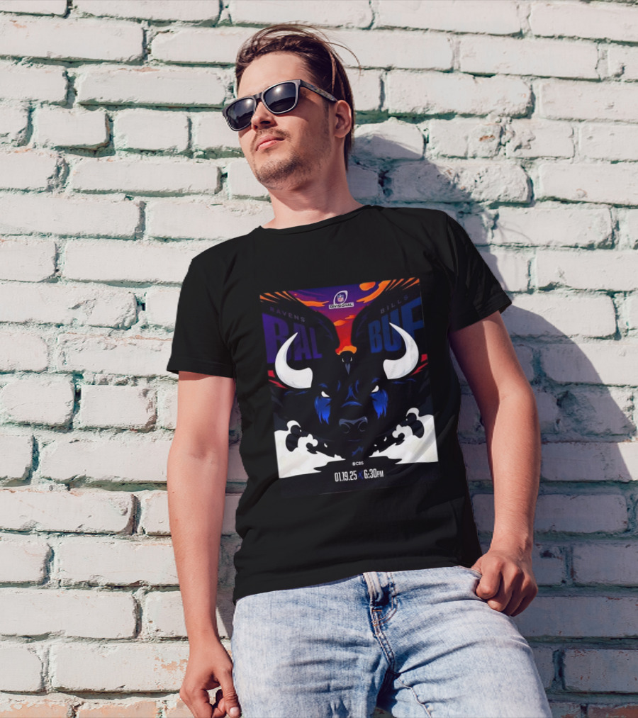 2025 NFL Divisional Matchup Baltimore Ravens Vs Buffalo Bills CBS 01.19.25 6:30 PM T-Shirt