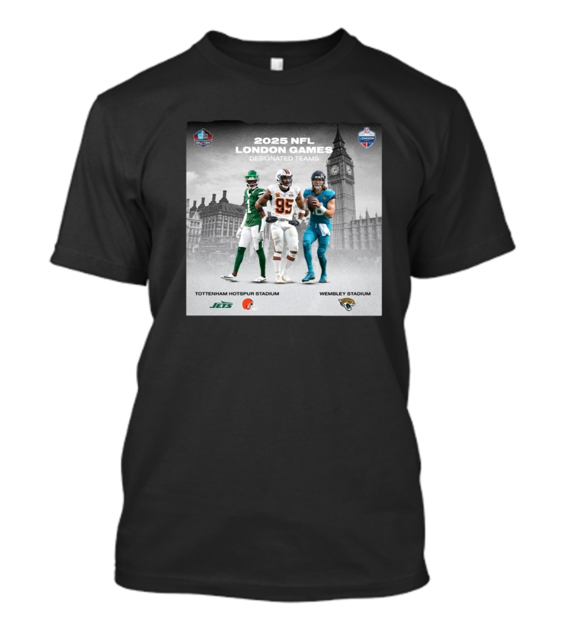 2025 NFL London Games Jets Browns Jaguars Tottenham Hotspur Wembley Stadium T-Shirt