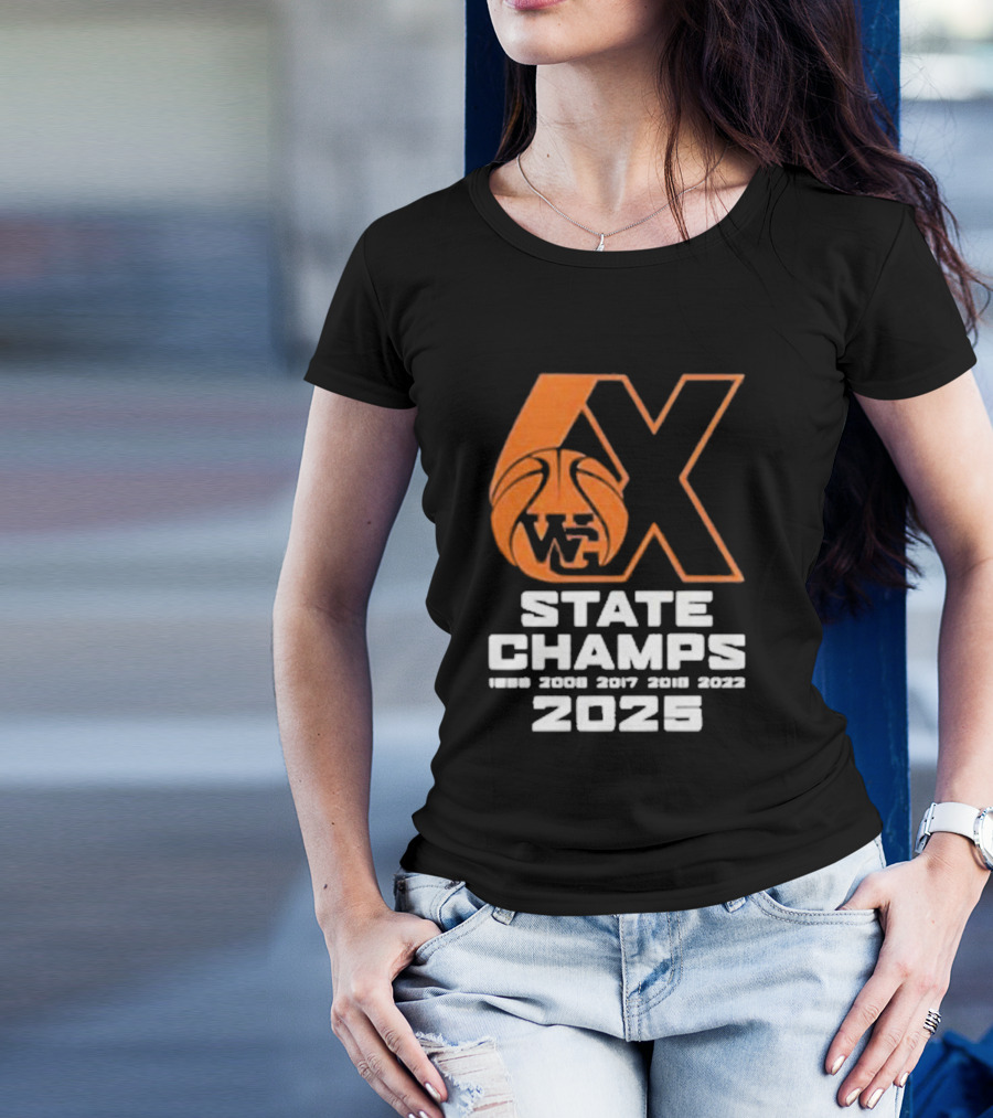 6X WG State Champs 2025 With Basketball Graphic T-Shirt