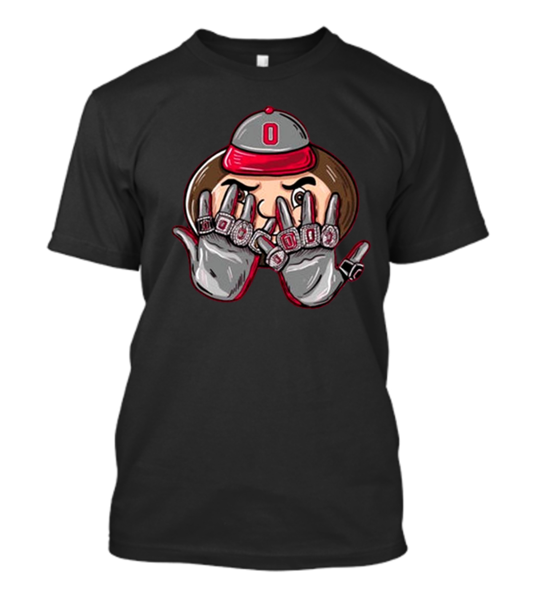 9 Rings Ohio State Buckeyes Brutus Mascot College Football Playoff Championship Rings T-Shirt