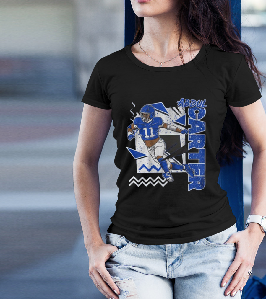 Abdul Carter New York 90s Style Blue Football 11 Retro Athletic Look T-Shirt