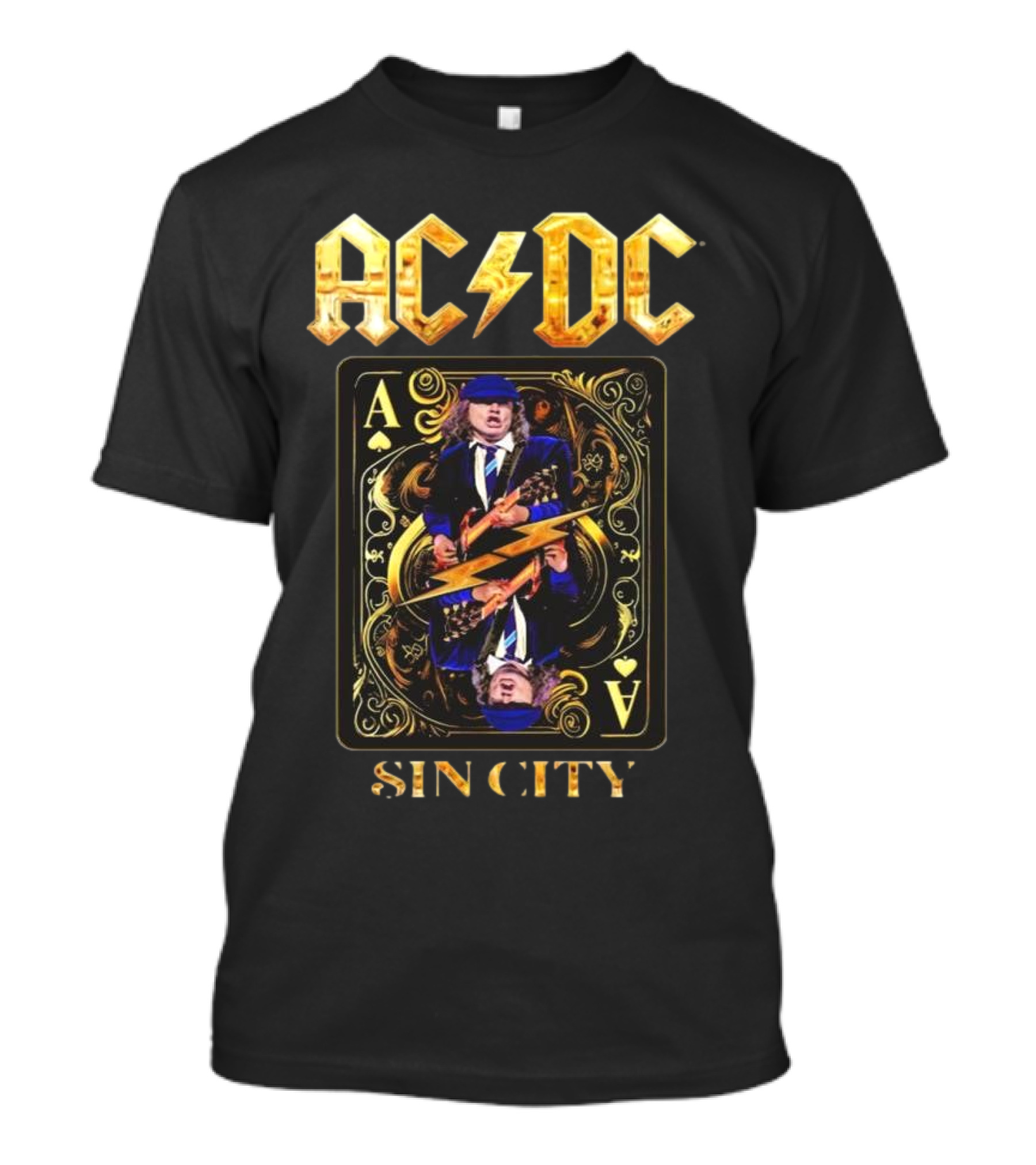 AC DC Sin City Ace Of Spades Playing Card T-Shirt