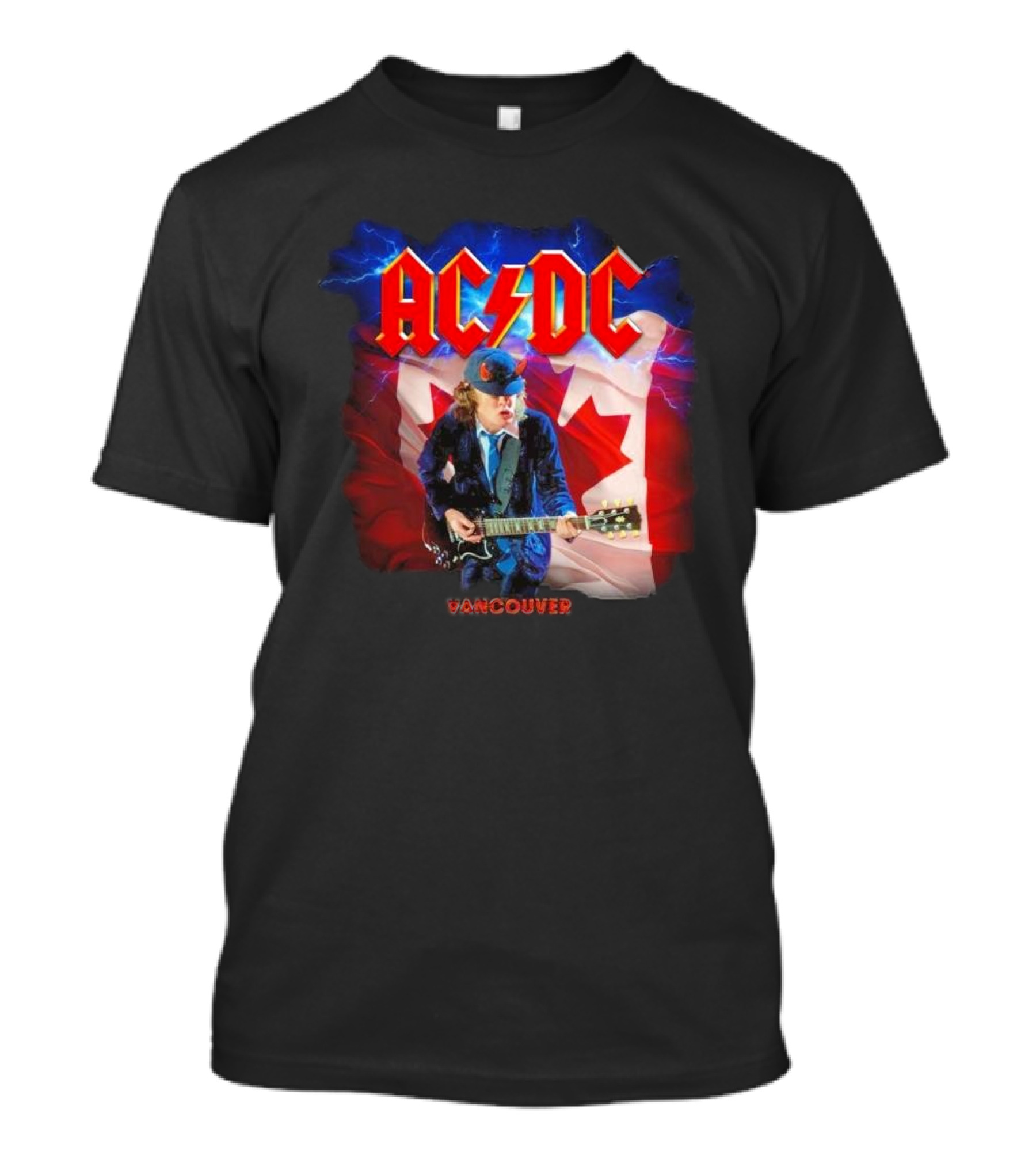 AC DC Vancouver PWR UP Tour 2025 Canadian Flag Guitarist T-Shirt