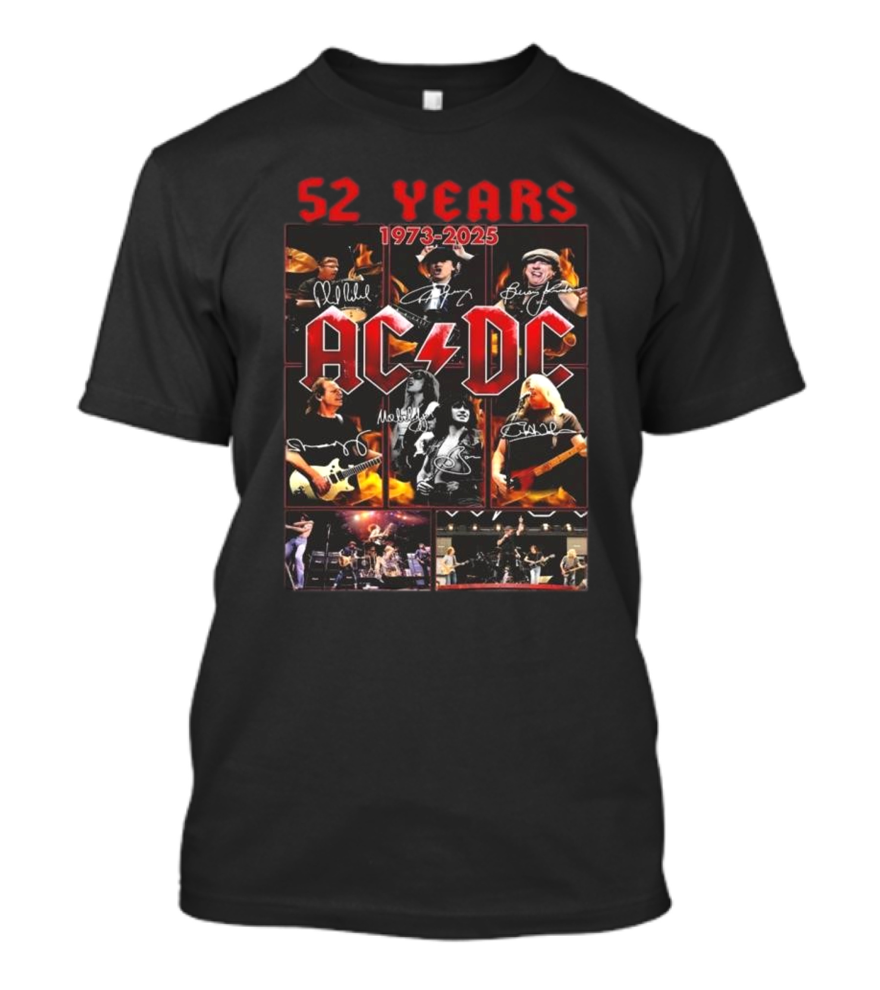 ACDC 52 Years 1973-2025 Band Anniversary Signatures T-Shirt