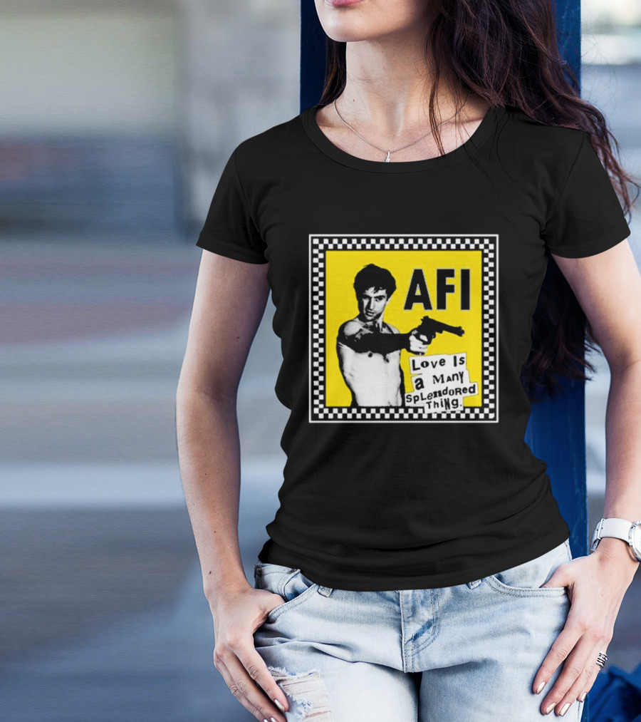 AFI Love Is A Many Splendored Thing Yellow Checkerboard Background T-Shirt