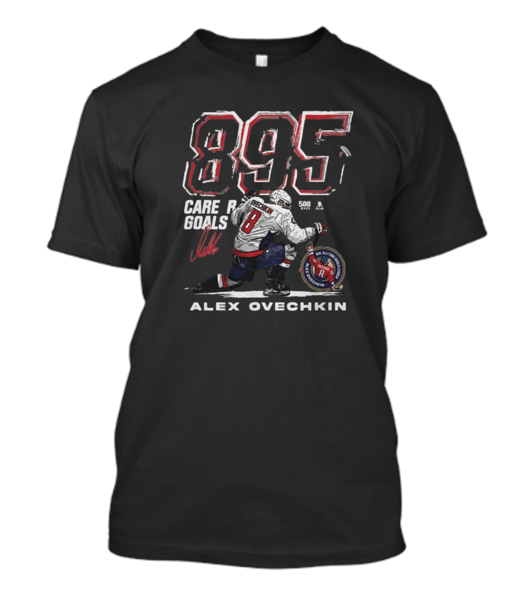 Alex Ovechkin Washington Capitals 895 Career Goals NHL All-Time Leader 500 A T-Shirt