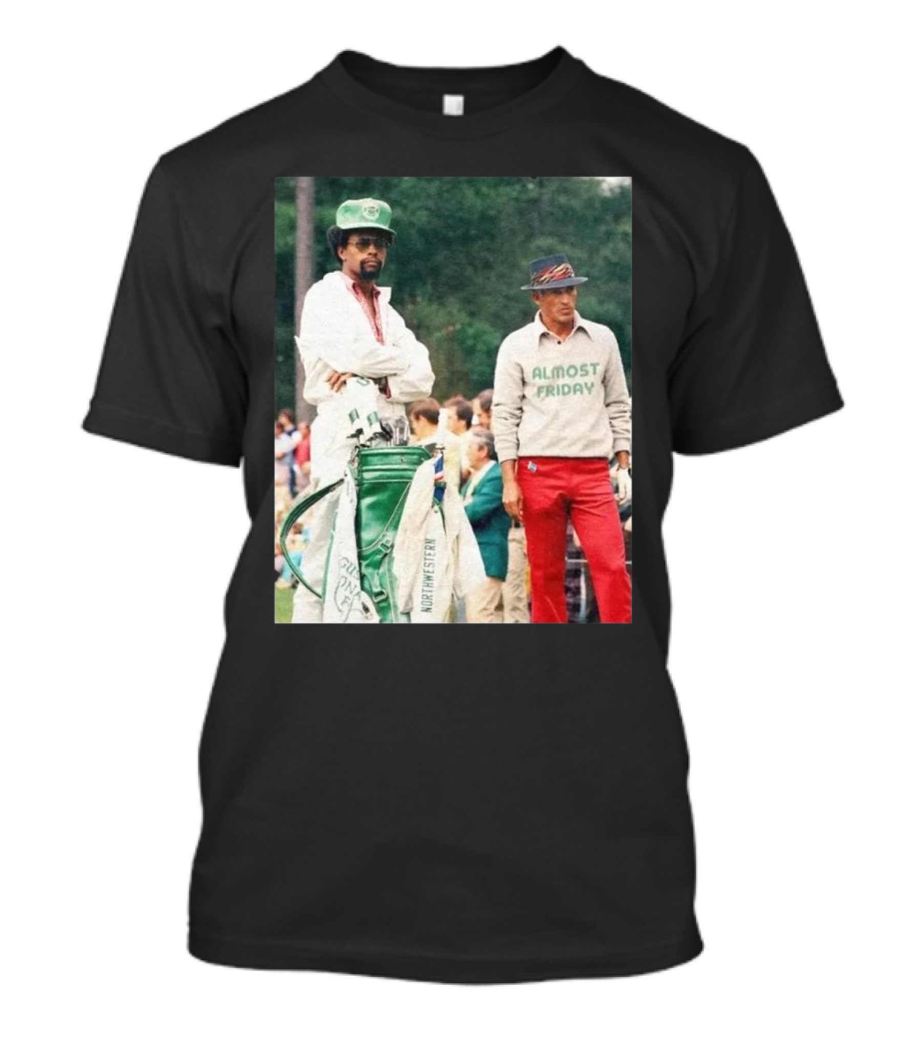Almost Friday Retro Golf Northwestern Caddy Scene T-Shirt