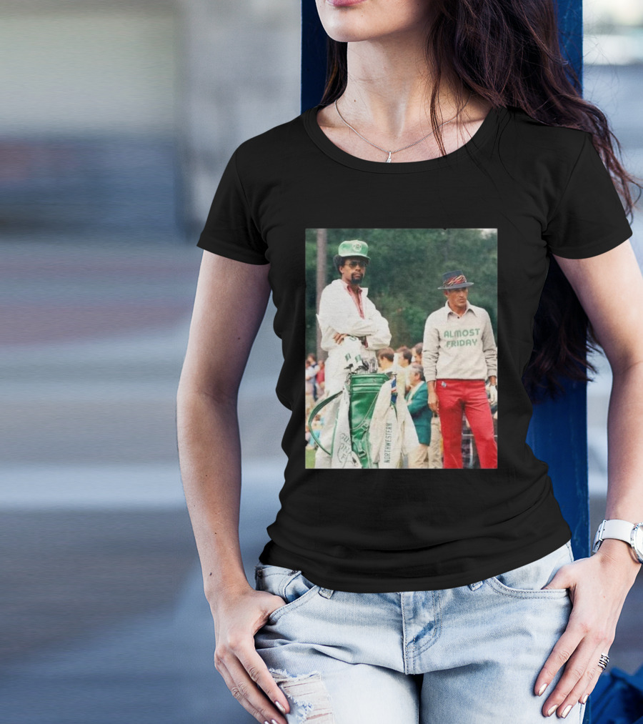 Almost Friday Retro Golf Northwestern Caddy Scene T-Shirt