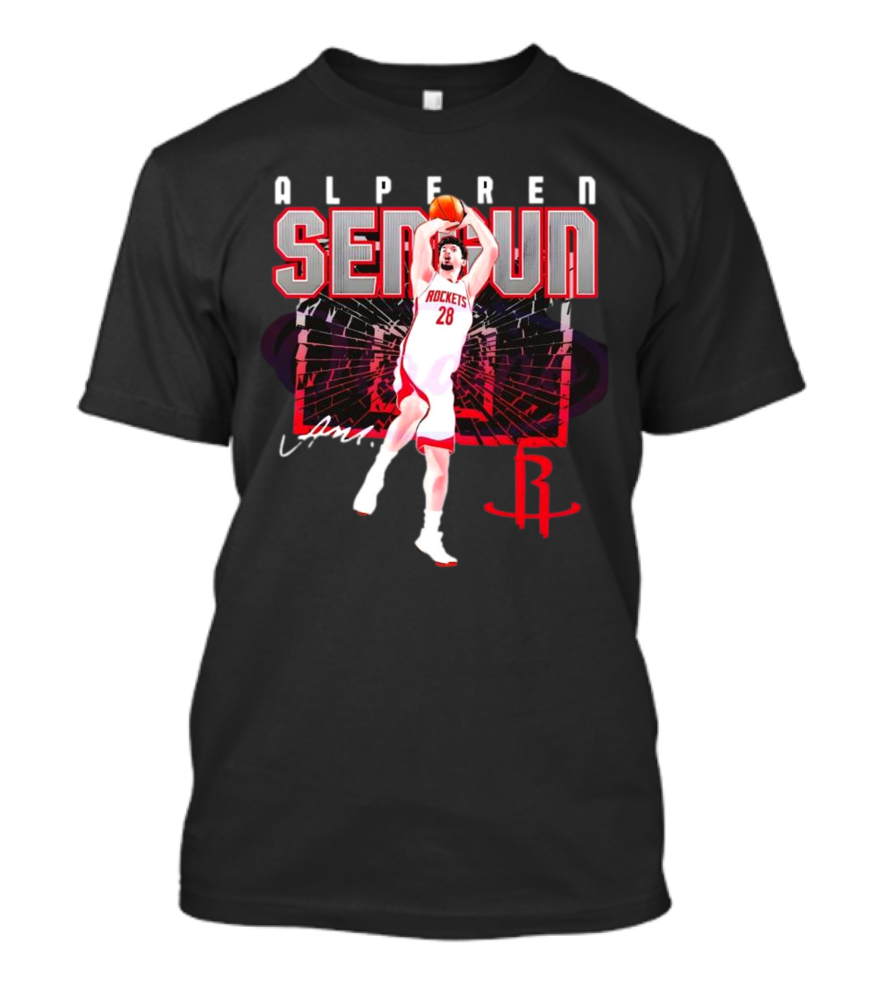 Alperen Sengun Houston Rockets Shattered Signature 28 T-Shirt