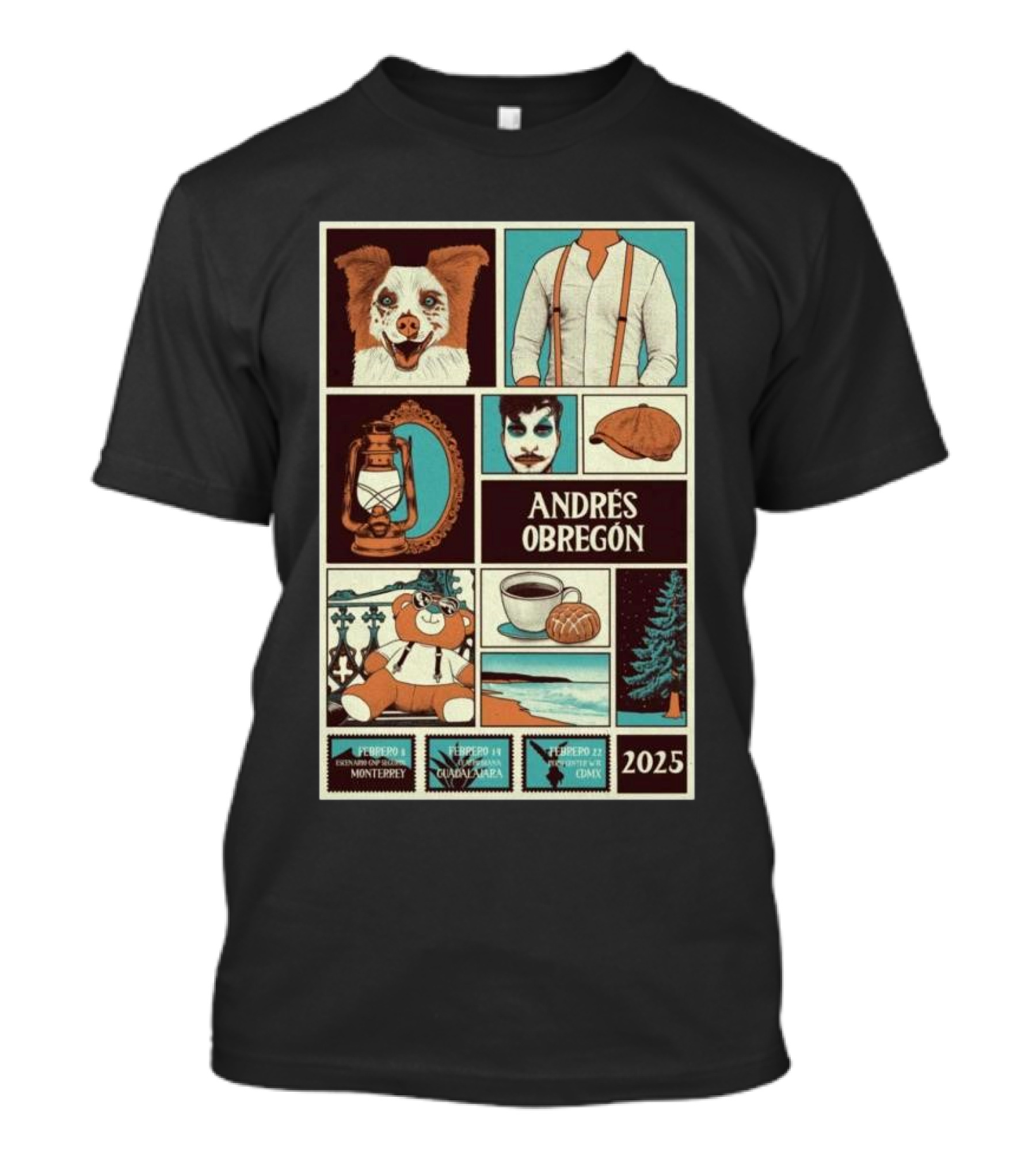 Andrés Obregón February 2025 Monterrey Guadalajara CDMX Shows Lantern Dog Bear Coffee T-Shirt