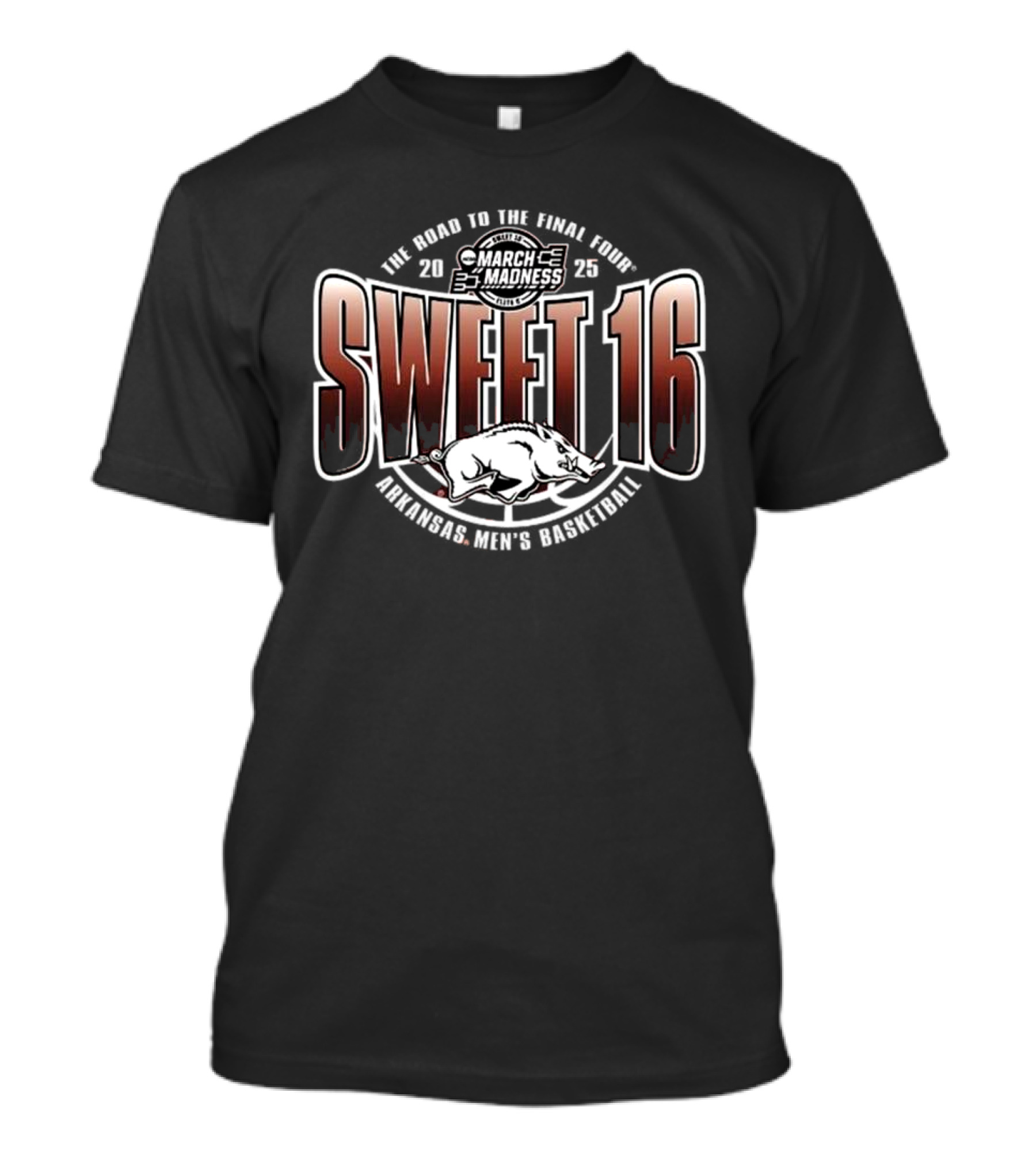 Arkansas Razorbacks Men's Basketball Sweet 16 2025 March Madness Road To Final Four T-Shirt