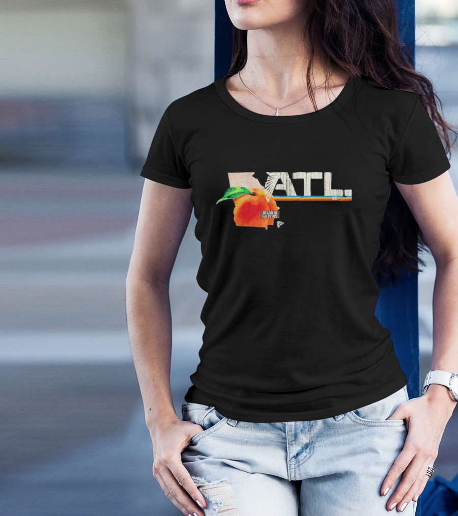 ATL Atlanta Falcons 2025 NFL Draft Peach Georgia Map Icon T-Shirt