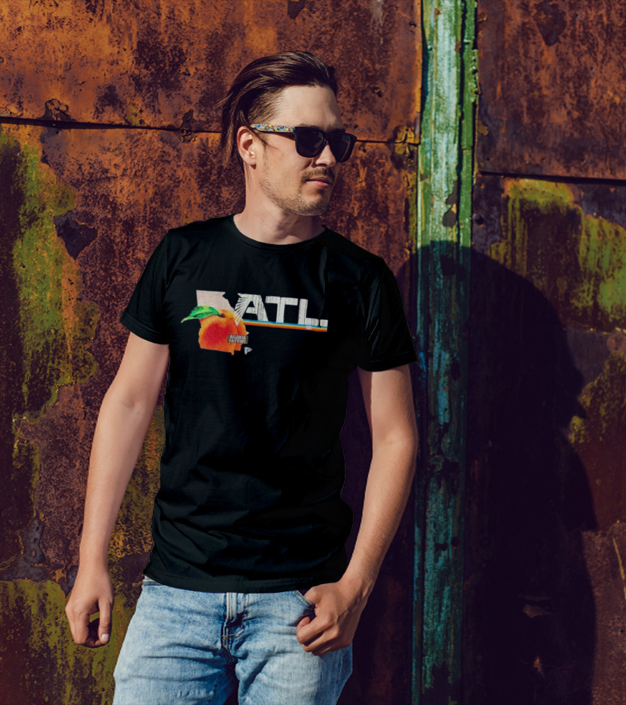 ATL Atlanta Falcons 2025 NFL Draft Peach Georgia Map Icon T-Shirt