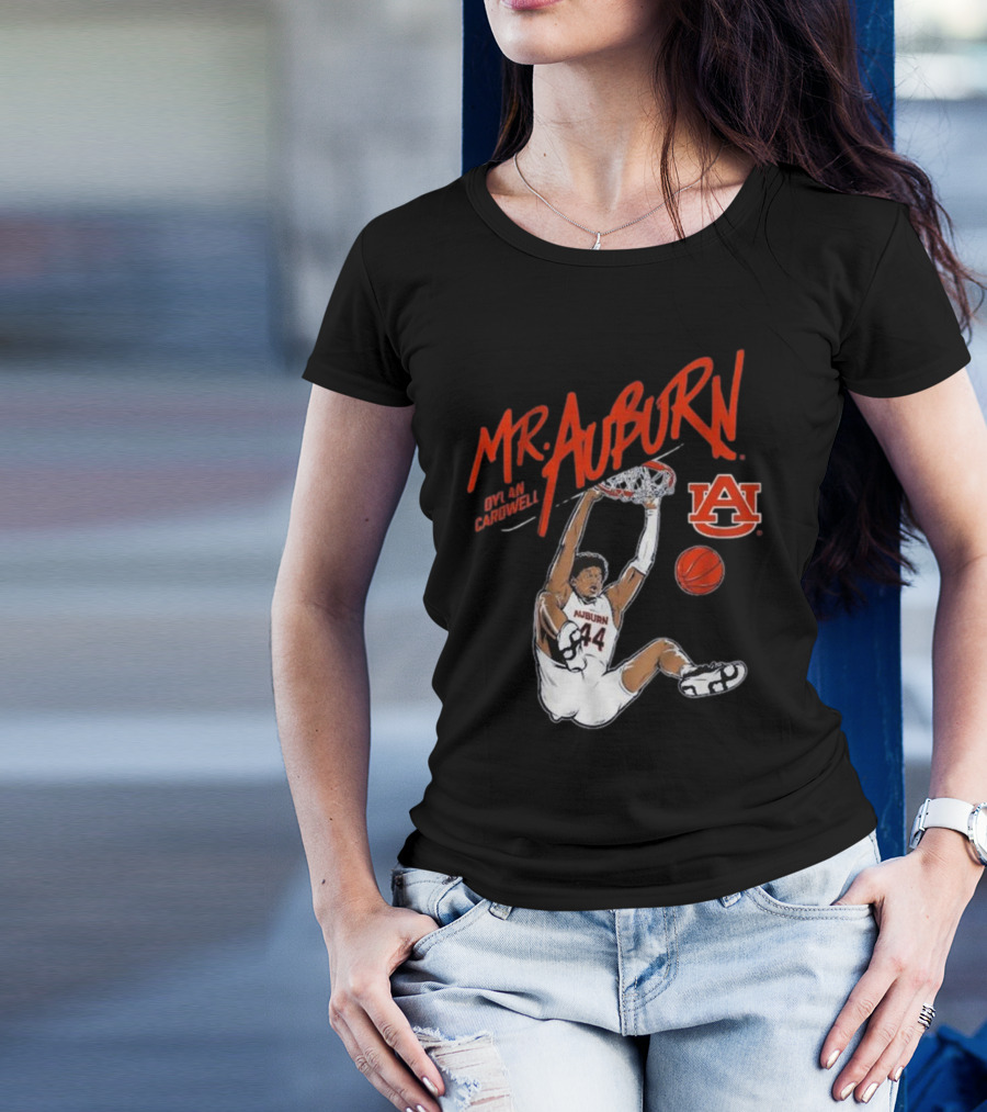 Auburn Basketball Dylan Cardwell Mr. Auburn Slam Dunk Graphic T-Shirt